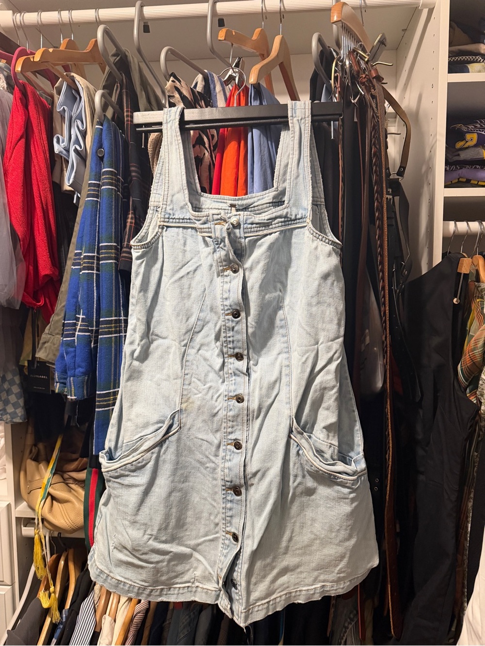 Free People Light Wash Denim Midi Dress